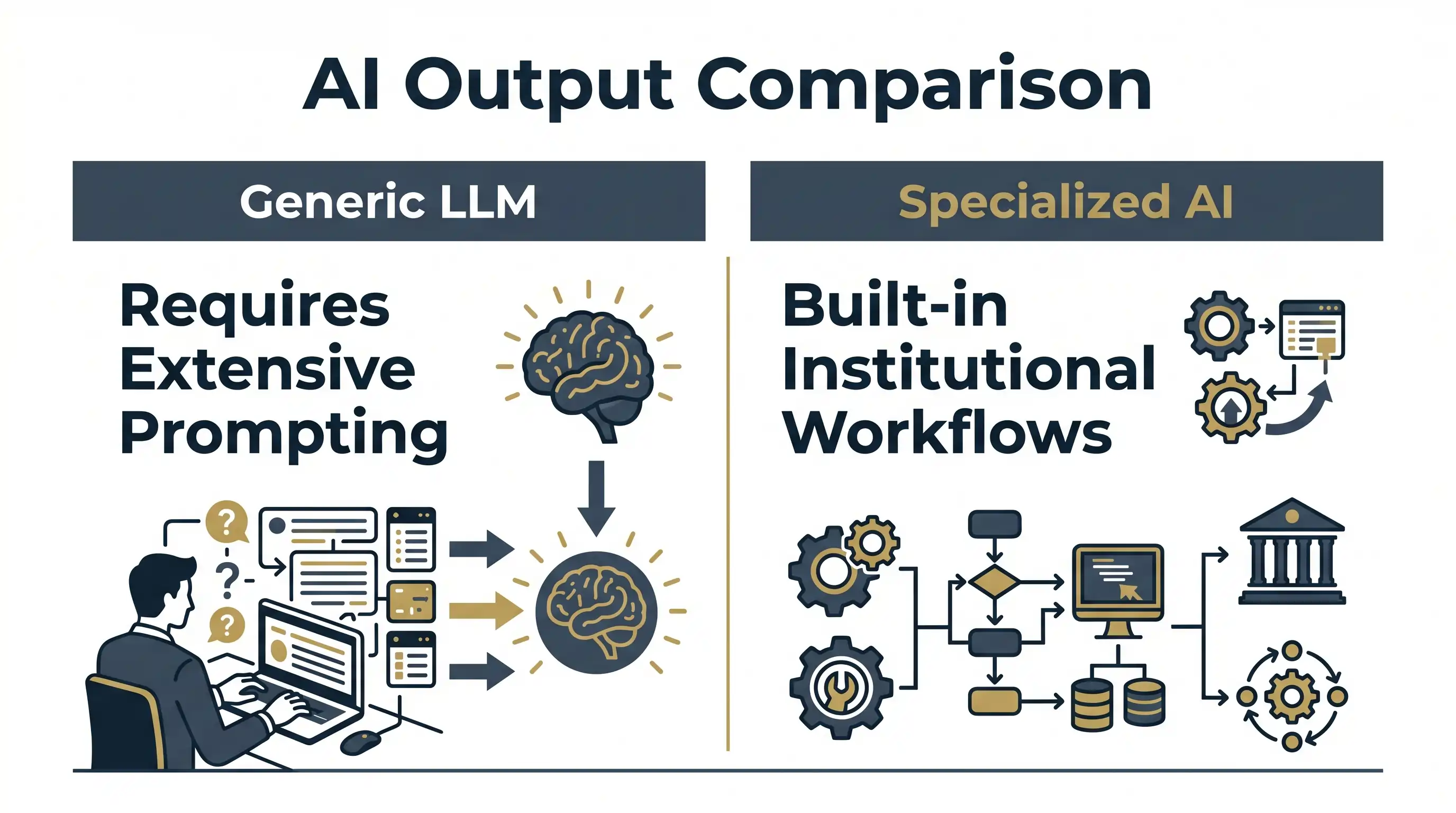 General LLM vs Specialized AI Output Workflow